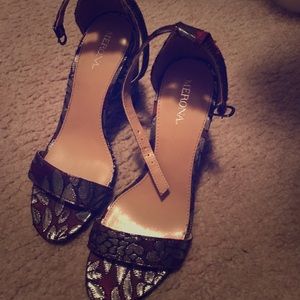 Burgundy and silver..ankle straps